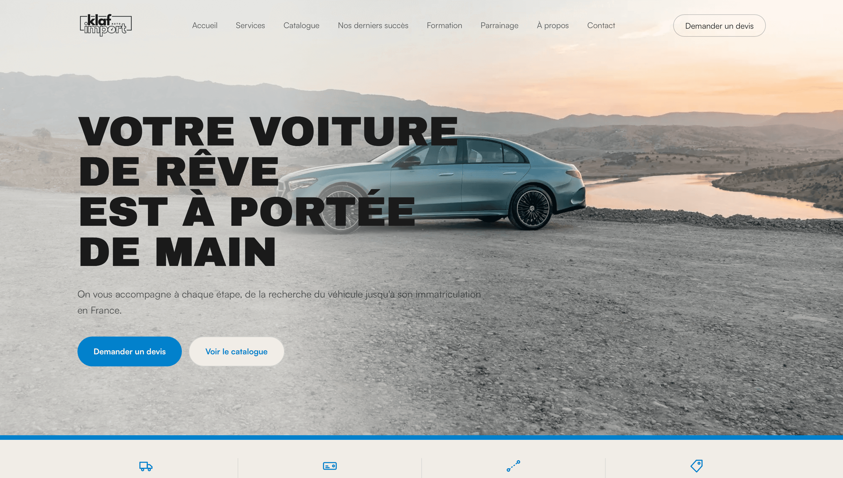 Site vitrine de Klaf Import Auto, mandataire automobile à Strasbourg, réalisé par RimmeWeb